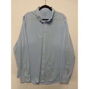 RHONE Dress Shirt Mens XL Slim Fit Light Blue Striped Fine Italian Fabric FLAW *